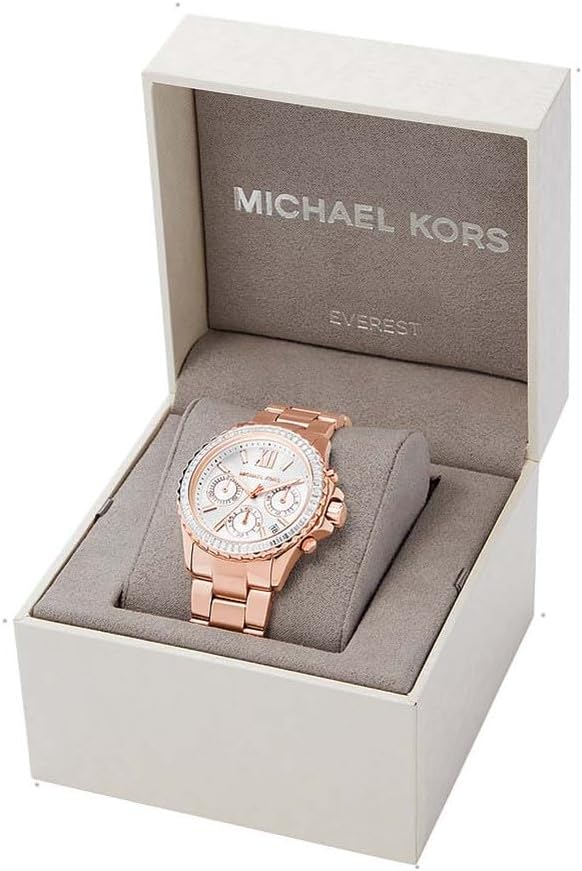Michael Kors Everest Horloge voor dames, Quartz uurwerk met chronograaf en roestvrij stalen of siliconen band