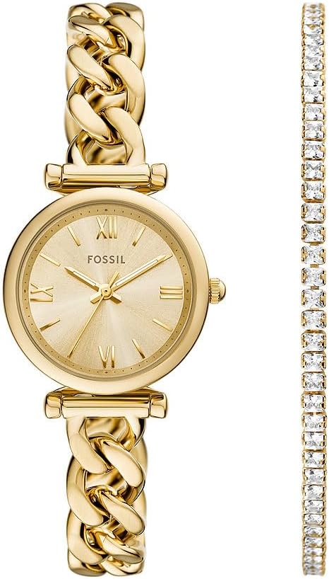 FOSSIL Carlie horloge voor dames, kwarts driehandig uurwerk met roestvrij stalen band