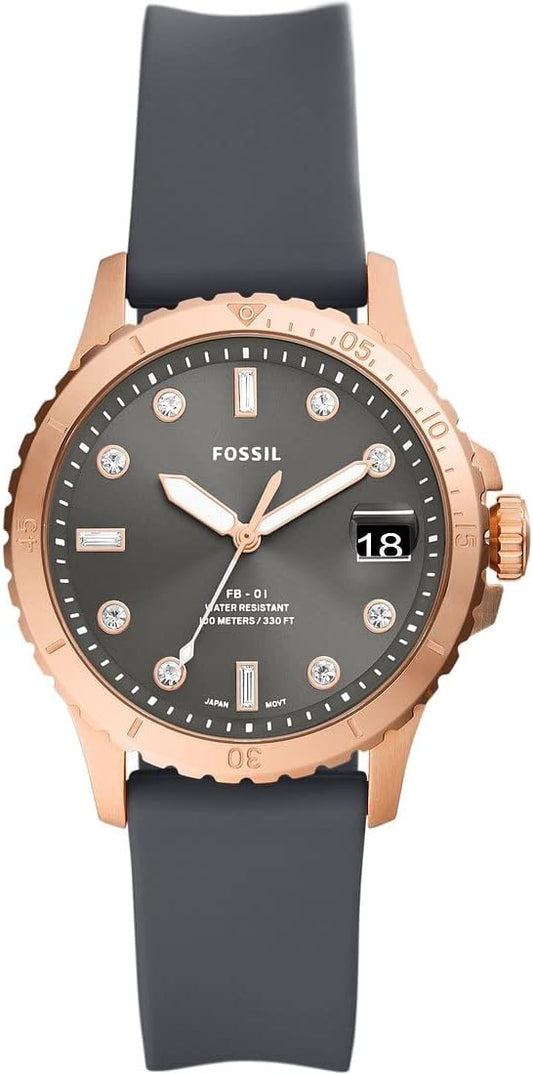 Fossil FB-01 Horloge voor dames, kwarts uurwerk met roestvrij staal of leren band
