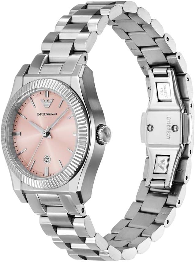 Emporio Armani Horloge Voor Dames, Driehandig Quartz uurwerk en 32mm kastmaat met roestvrij stalen, lederen of siliconen band