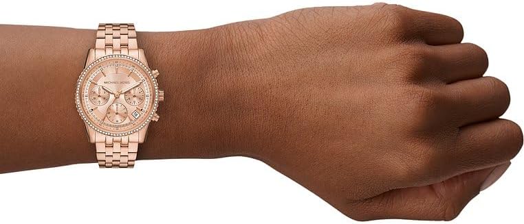 Michael Kors Ritz Horloge voor dames, kwartsuurwerk met horlogeband van roestvrij staal, keramiek of leer