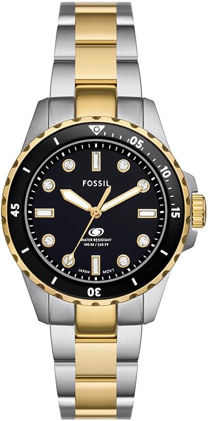 Fossil Blue dive Watch for Women, Quartz movement with Stainless steel or Leather Strap