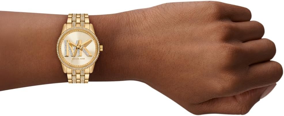 Michael Kors Bryant horloge voor dames, kwartsuurwerk met drie wijzers en band van roestvrij staal of keramiek