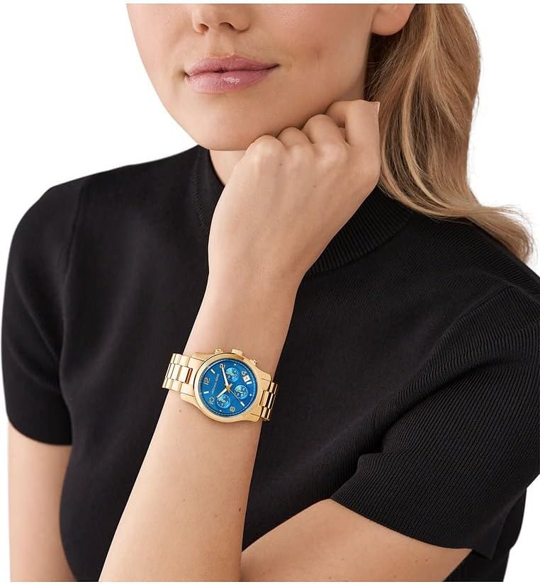Michael Kors Horloge voor dames Runway, Chronograaf uurwerk, Roestvrij stalen horloge, 38mm kastgrootte
