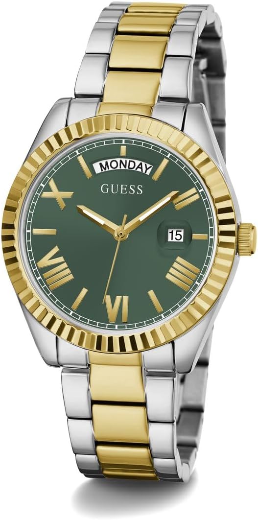 GUESS US Women's Multi-Tone en Groen Analoog Horloge, Twee Tone/Twee Toon/Groen, LUNA
