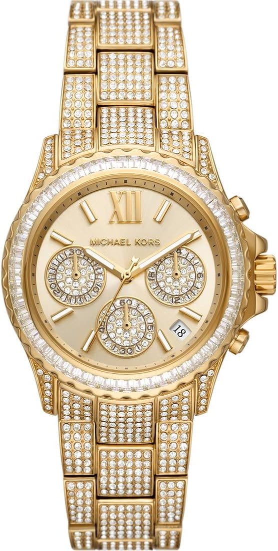 Michael Kors Everest Horloge voor dames, Quartz uurwerk met chronograaf en roestvrij stalen of siliconen band
