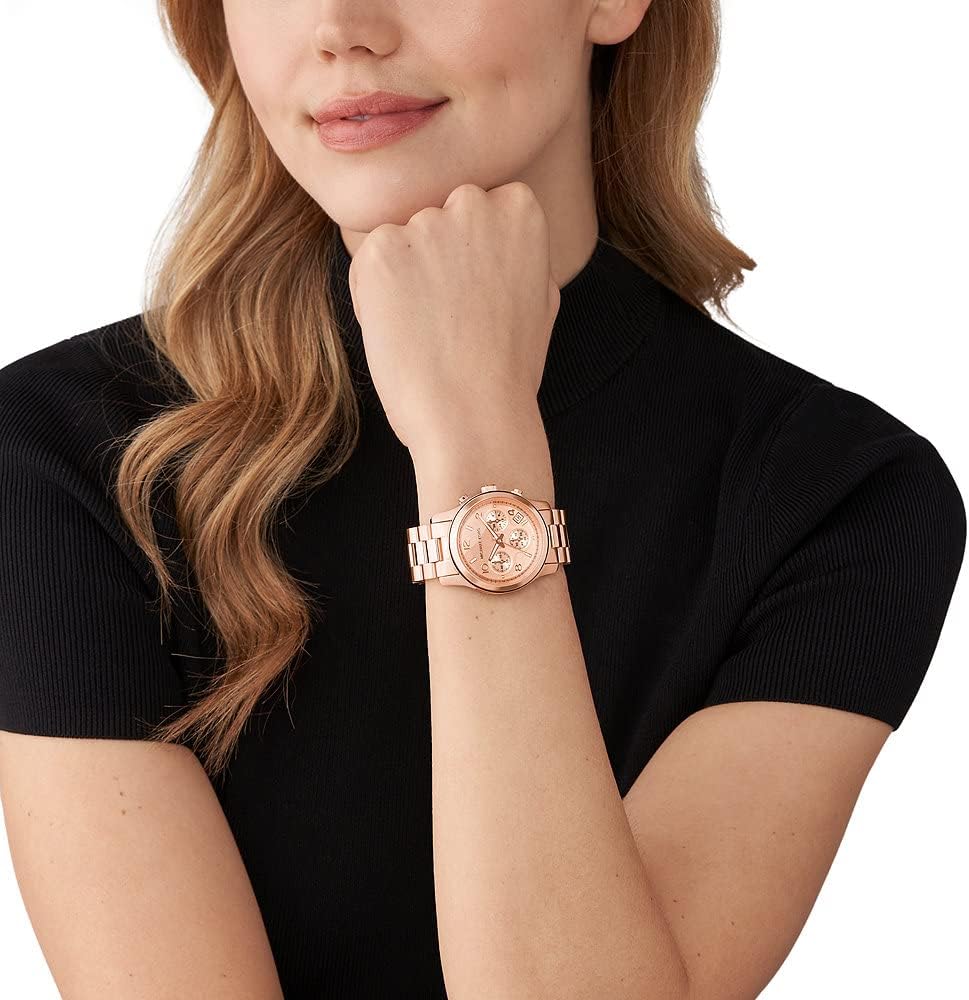Michael Kors Horloge voor dames Runway, Chronograaf uurwerk, Roestvrij stalen horloge, 38mm kastgrootte