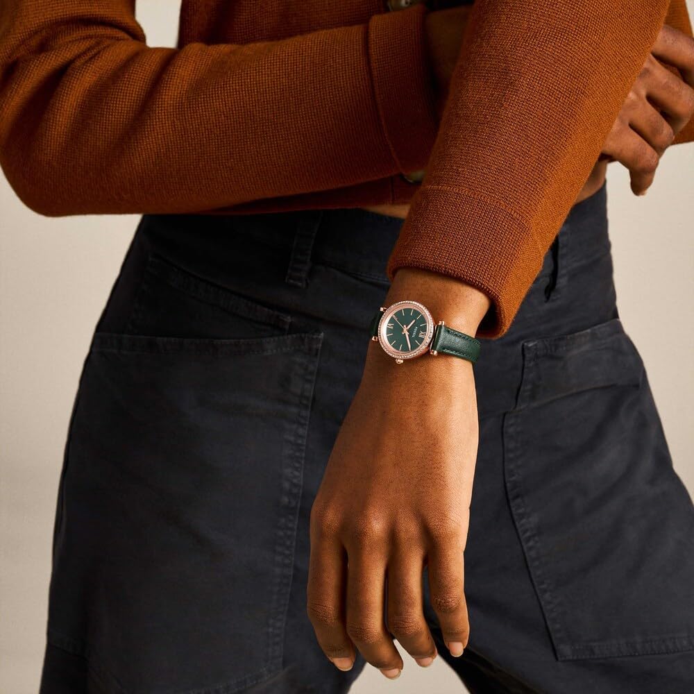 Fossil Carlie Watch for Women, Quartz movement with Stainless steel or Leather Strap