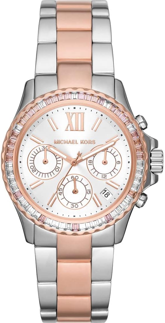 Michael Kors Everest Horloge voor dames, Quartz uurwerk met chronograaf en roestvrij stalen of siliconen band