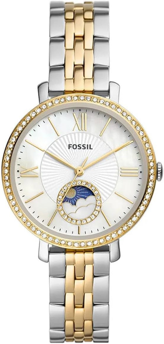 Fossil Jacqueline Watch for Women, multifunctional movement with Stainless steel or Leather Strap