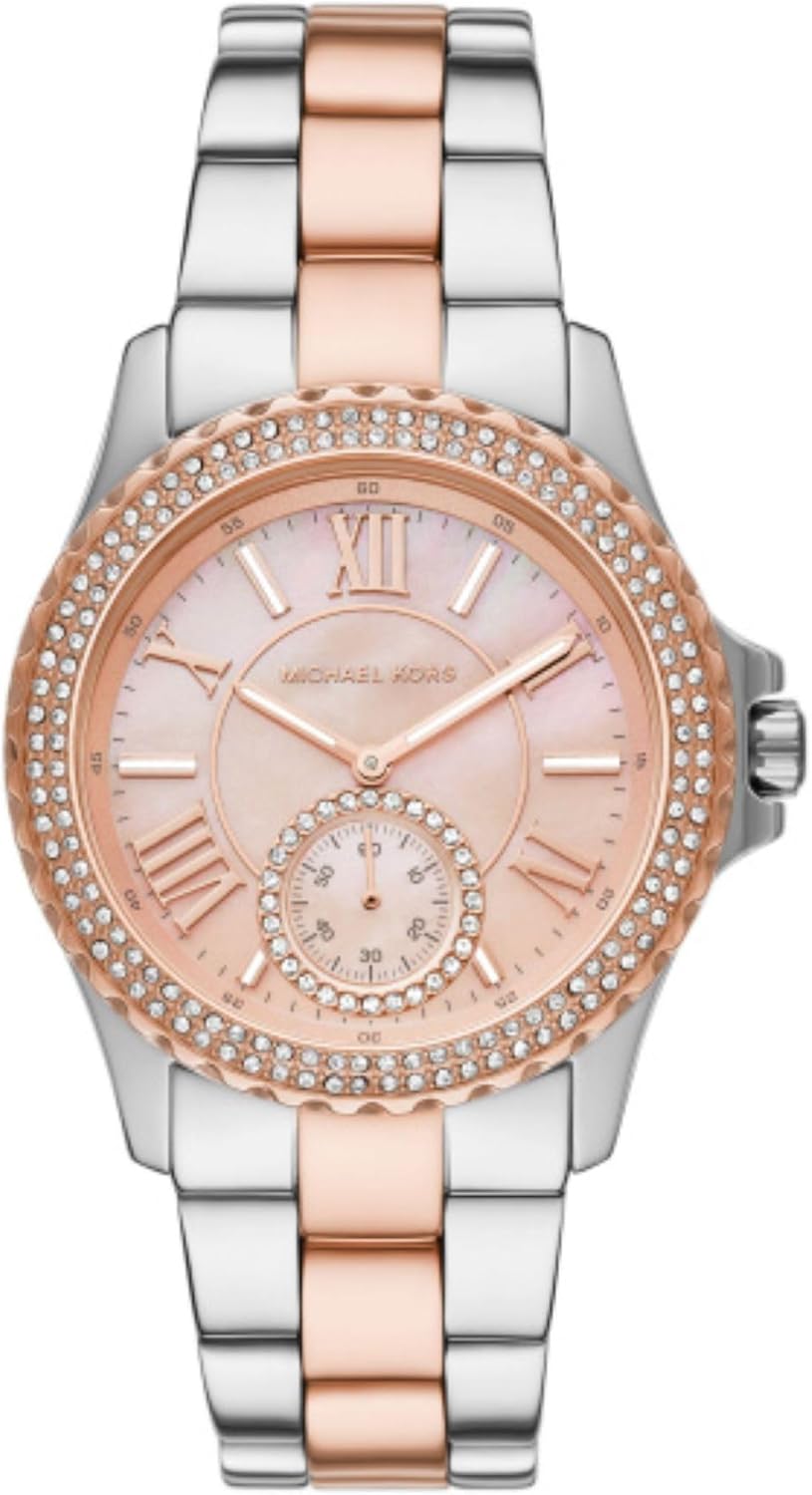 Michael Kors Everest Horloge voor dames, Quartz uurwerk met chronograaf en roestvrij stalen of siliconen band