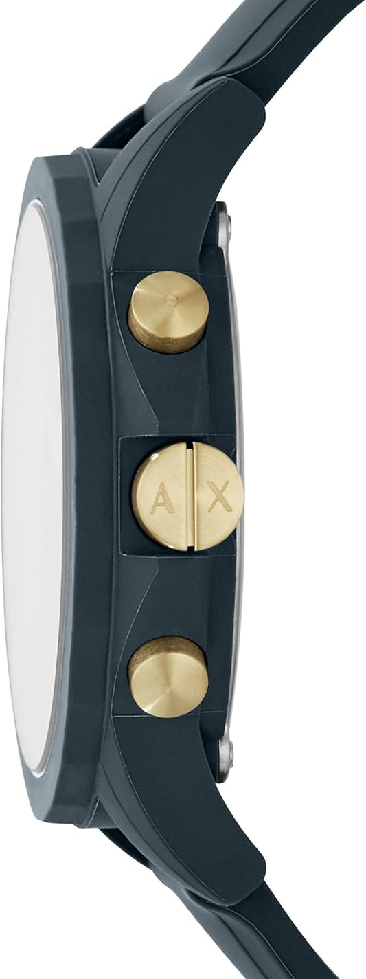 Armani Exchange Herenchronograaf, siliconen horloge, 44 mm behuizingsgrootte