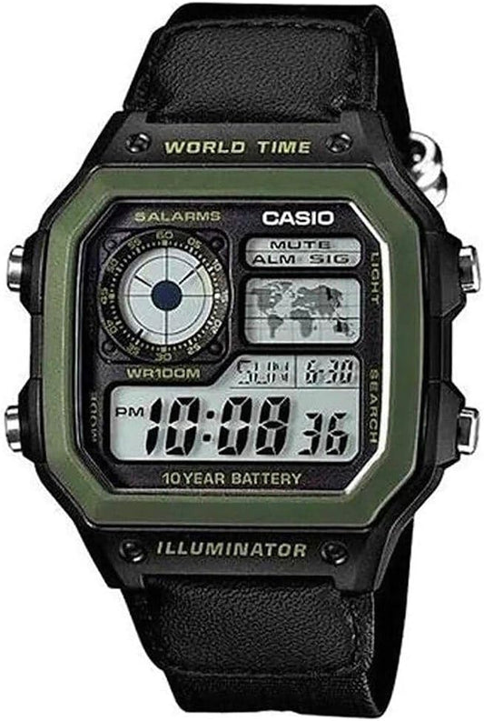 Casio AE1200WHB-1BV Herenhorloge, riem