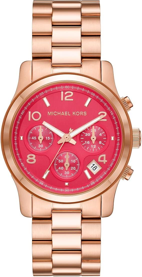 Michael Kors Horloge voor dames Runway, Chronograaf uurwerk, Roestvrij stalen horloge, 38mm kastgrootte