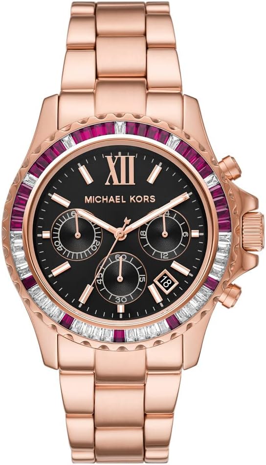Michael Kors Everest Horloge voor dames, Quartz uurwerk met chronograaf en roestvrij stalen of siliconen band