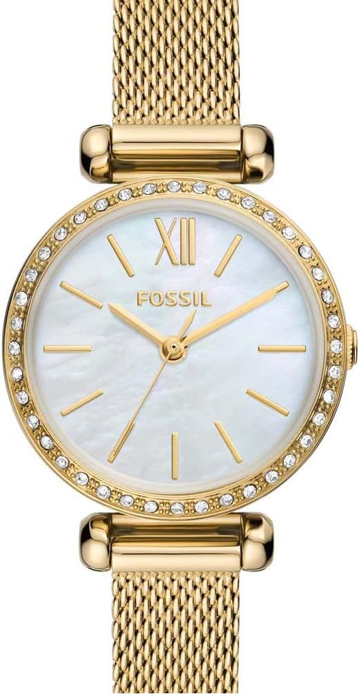 Fossil Tillie Mini Drie-Hand Goud-Tone RVS Mesh Horloge - BQ3898, Goud, BQ3898-AMZUK