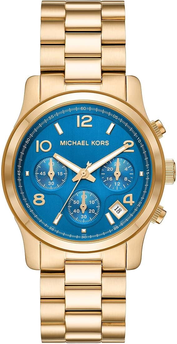 Michael Kors Horloge voor dames Runway, Chronograaf uurwerk, Roestvrij stalen horloge, 38mm kastgrootte