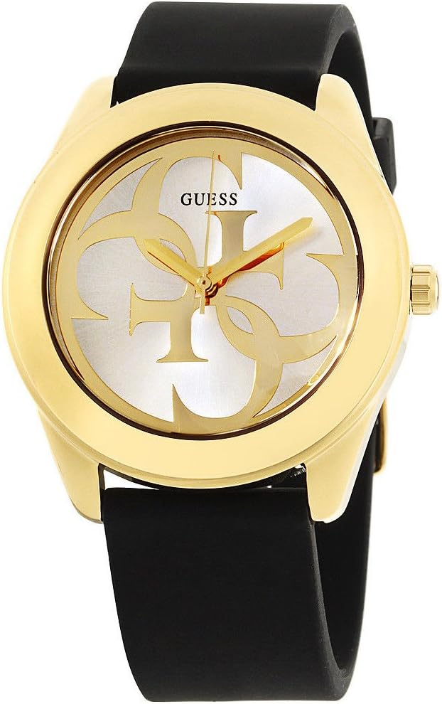 Guess Dames analoog kwartshorloge met siliconen armband W0911L3, zwart, armband