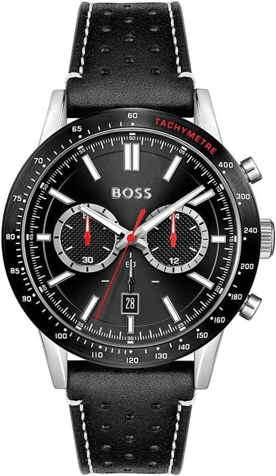 BOSS Analoog kwartshorloge voor heren met leren band 1513920