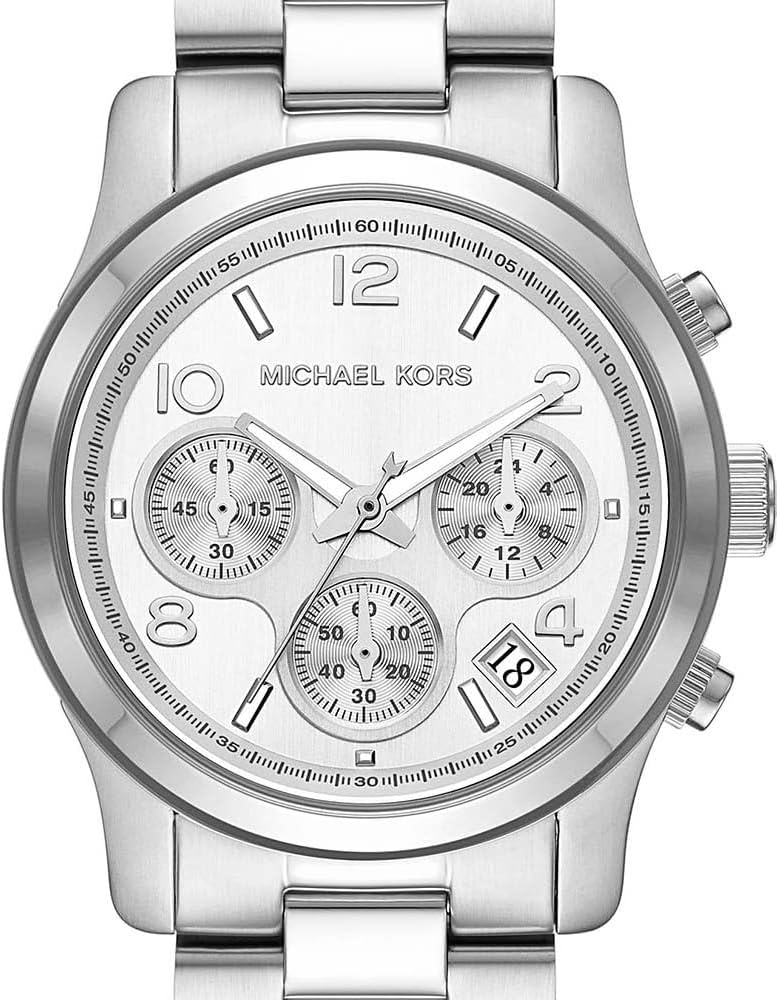 Michael Kors Horloge voor dames Runway, Chronograaf uurwerk, Roestvrij stalen horloge, 38mm kastgrootte