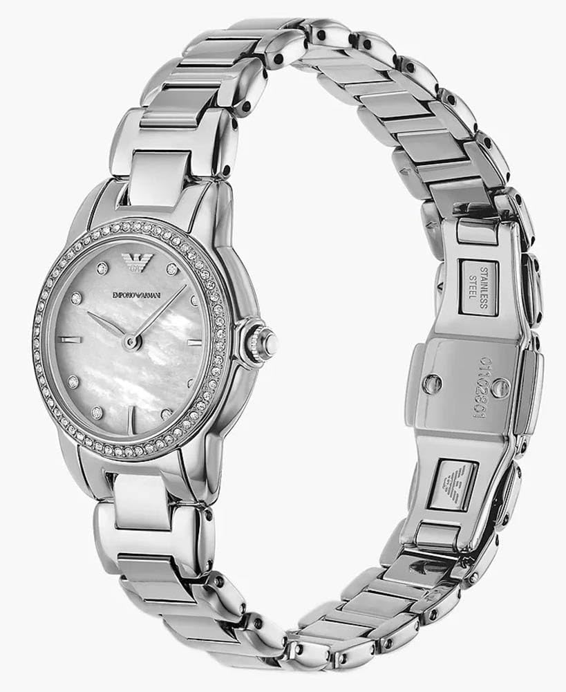 Emporio Armani Horloge Voor Dames, Driehandig Quartz uurwerk en 32mm kastmaat met roestvrij stalen, lederen of siliconen band