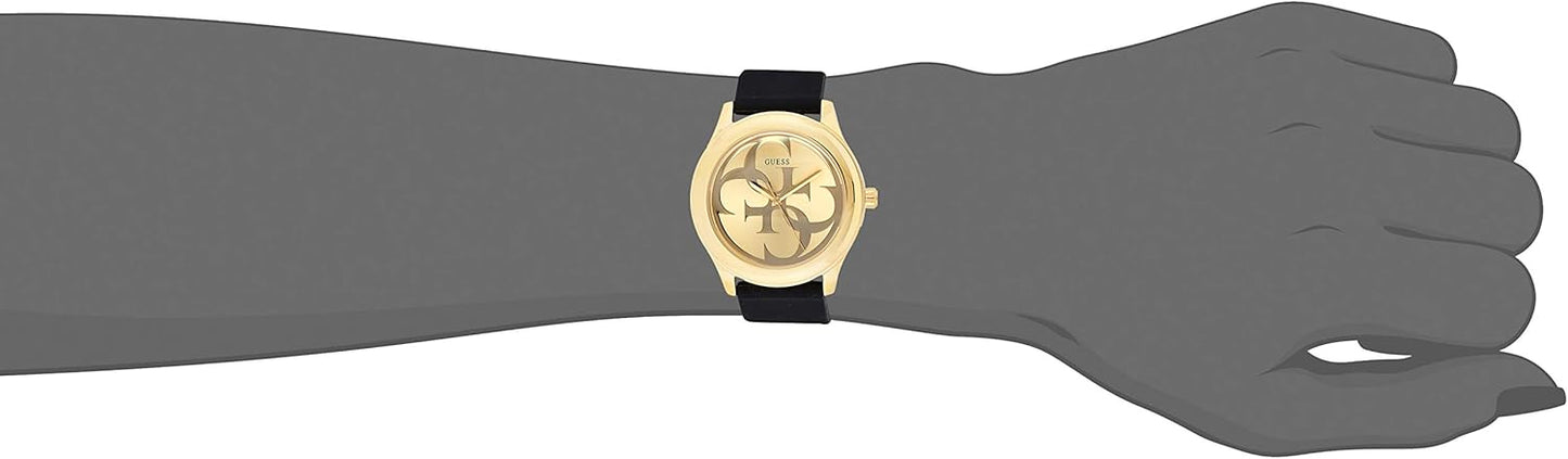 Guess Dames analoog kwartshorloge met siliconen armband W0911L3, zwart, armband