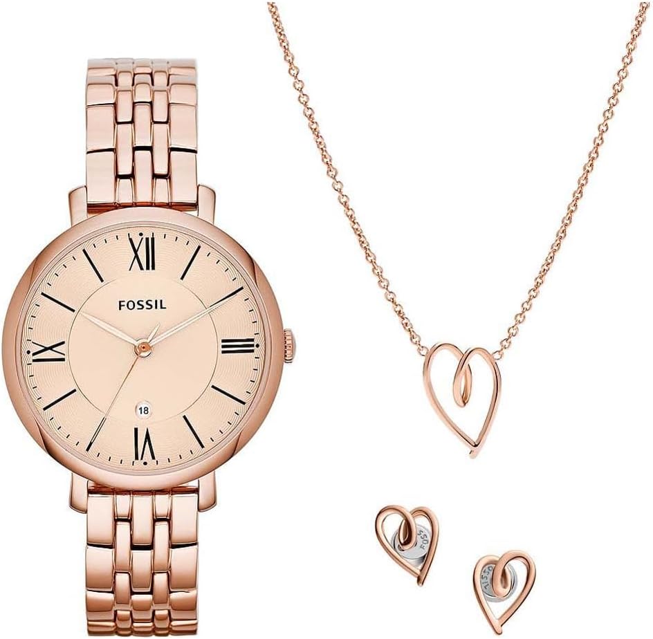 Fossil Jacqueline Watch for Women, Quartz movement with Stainless steel and leather Strap