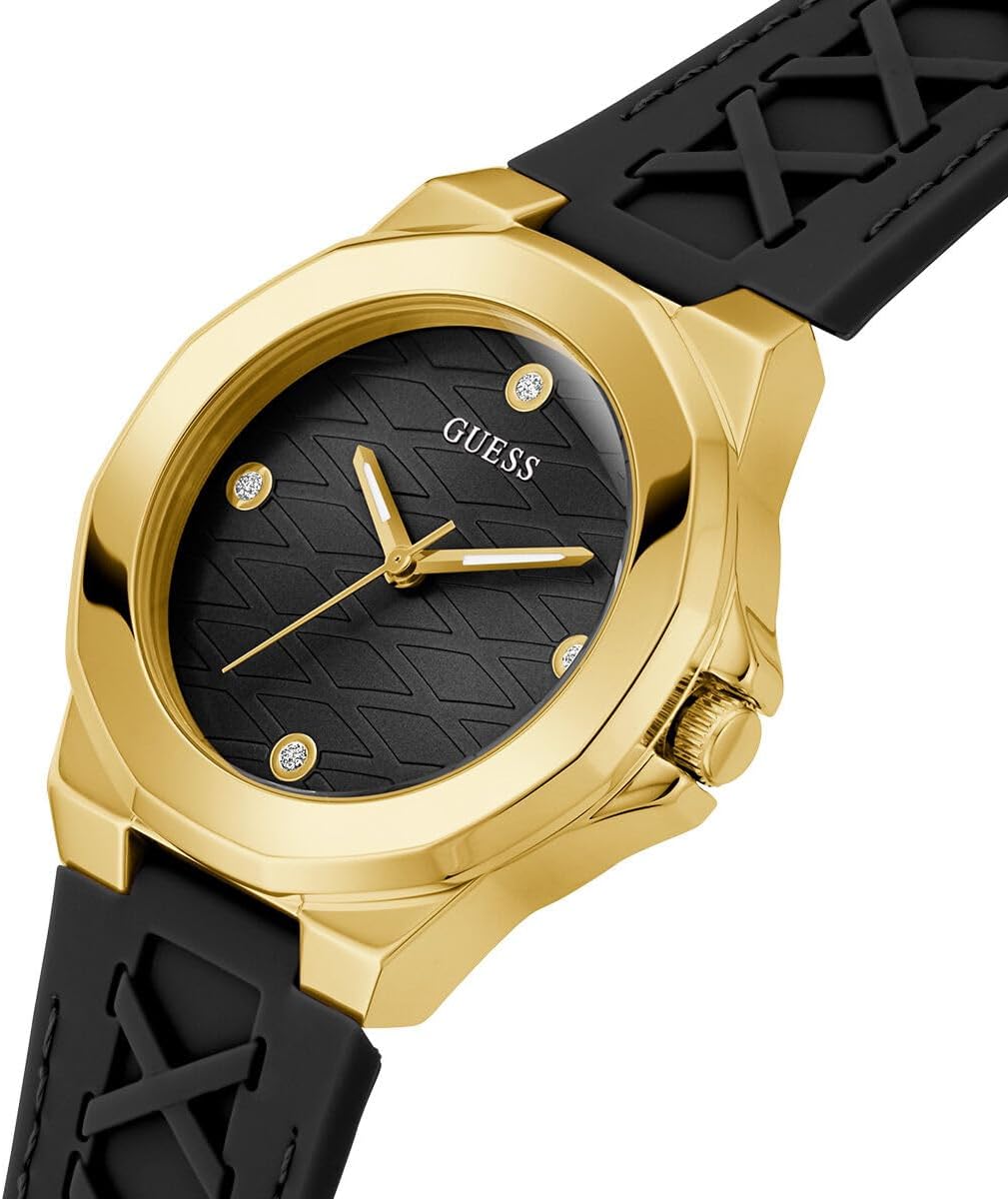 GUESS Vrouwen Analoge Quartz Horloge met Roestvrij stalen Band GW0599L2, goud, strip