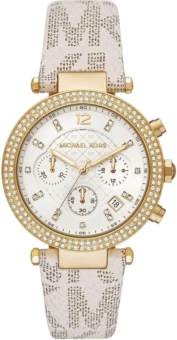 Michael Kors Parker Horloge voor dames, uurwerk chronograaf met roestvrij stalen of lederen band