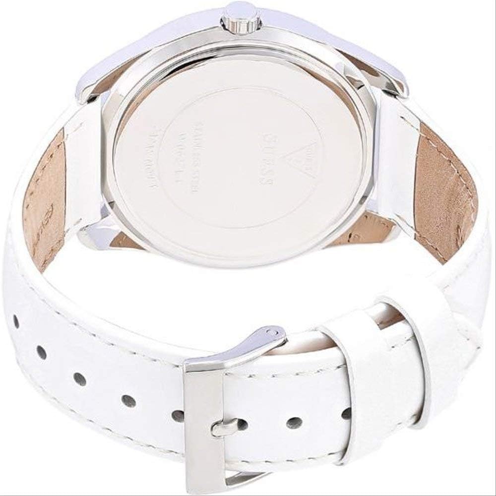 Guess Analoog kwartshorloge voor dames met leren armband W0627L4, wit/zilver, Classic