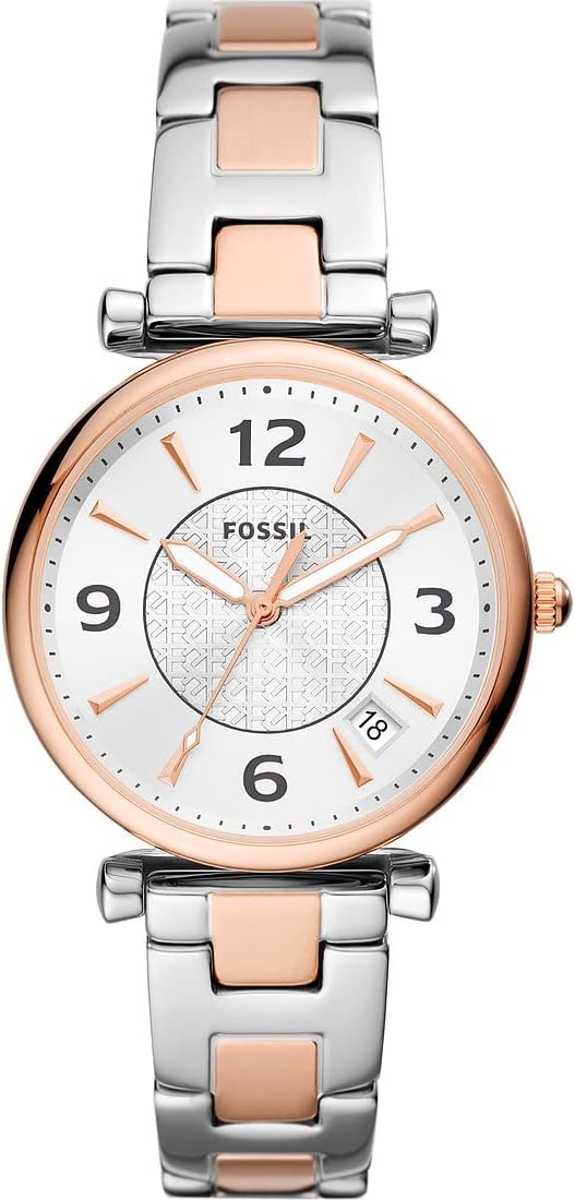 Fossil Carlie Watch for Women, Quartz movement with Stainless steel or Leather Strap