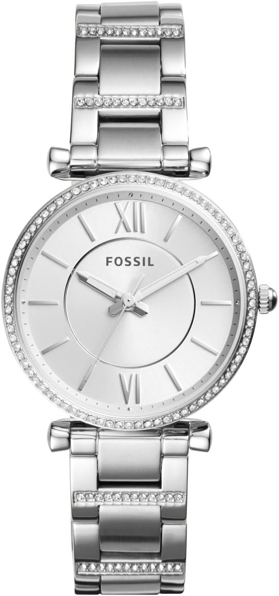 Fossil Carlie Watch for Women, Quartz movement with Stainless steel or Leather Strap
