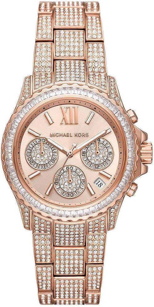 Michael Kors Everest Horloge voor dames, Quartz uurwerk met chronograaf en roestvrij stalen of siliconen band