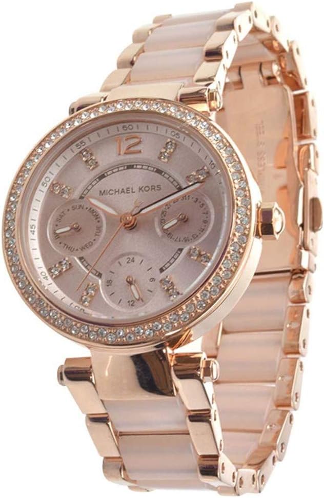 Michael Kors Parker Horloge voor dames, uurwerk chronograaf met roestvrij stalen of lederen band