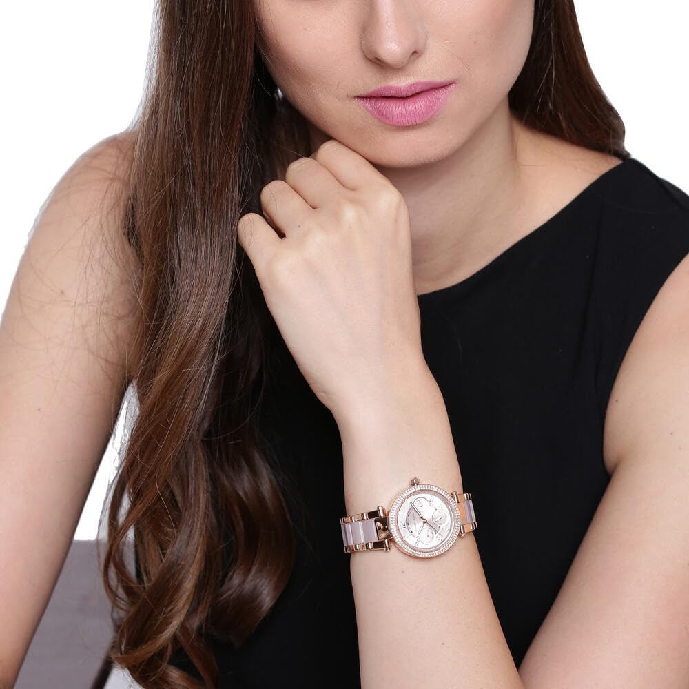 Michael Kors Parker Horloge voor dames, uurwerk chronograaf met roestvrij stalen of lederen band