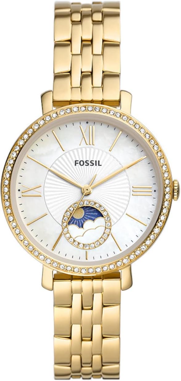 Fossil Jacqueline Watch for Women, Quartz movement with Stainless steel and leather Strap