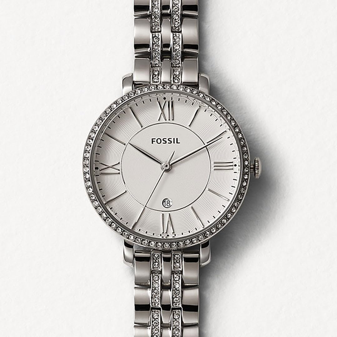 Fossil Analoog kwartshorloge voor dames met roestvrij stalen armband ES3545, zilver/wit, Eén maat, armband