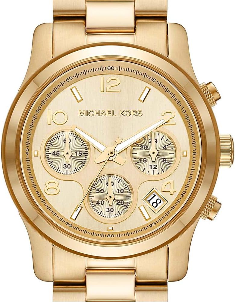 Michael Kors Horloge voor dames Runway, Chronograaf uurwerk, Roestvrij stalen horloge, 38mm kastgrootte