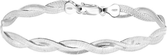 Lucardi Dames armband gedraaid - Echt Zilver - Armband - Moederdag Cadeau - 19 cm - Zilverkleurig