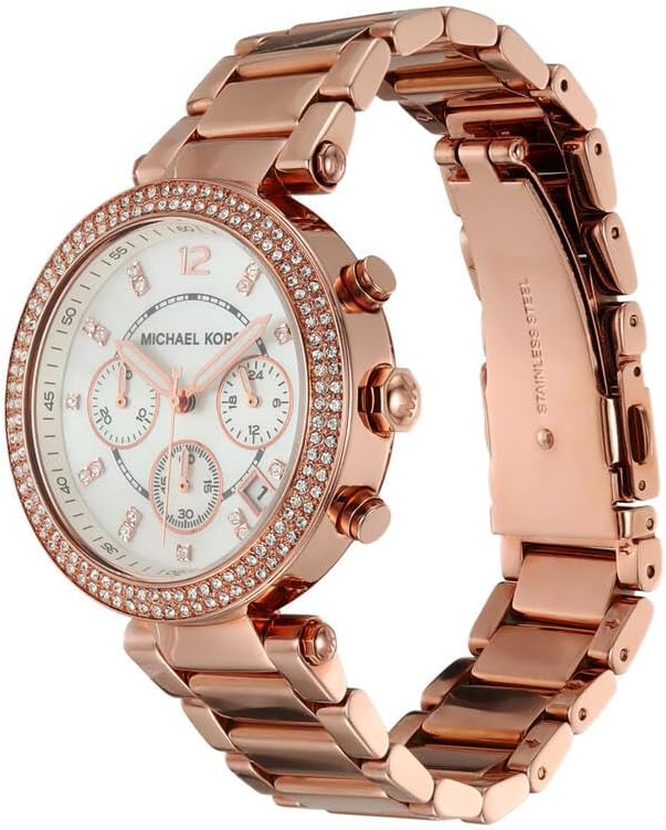 Michael Kors Parker Horloge voor dames, uurwerk chronograaf met roestvrij stalen of lederen band