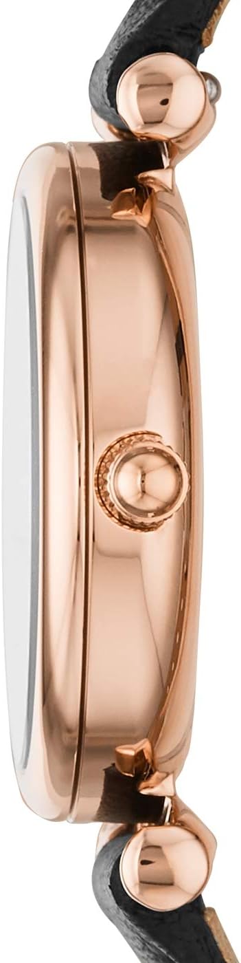 Fossil Carlie Mini horloge voor dames, Quartz uurwerk met roestvrij stalen of leren band, Zwart