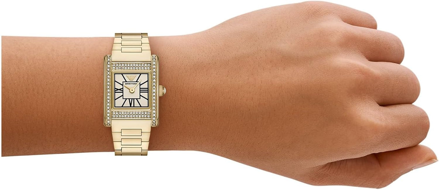 Emporio Armani horloge voor dames, kwartsuurwerk en kastmaat 31 mm met roestvrij stalen, lederen of siliconen band