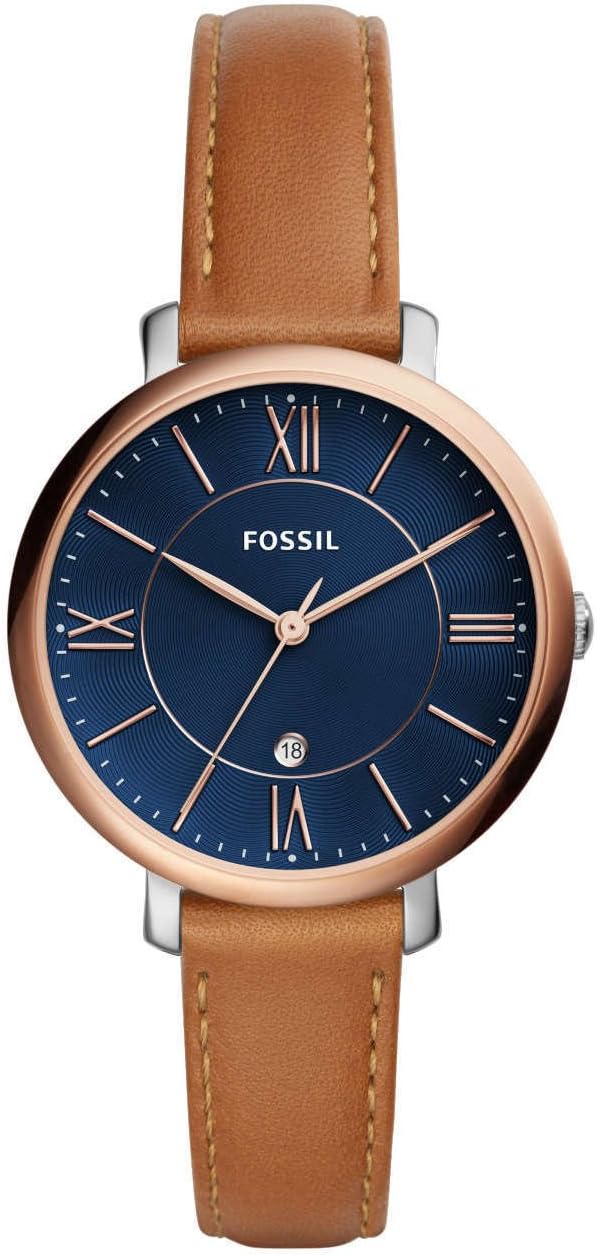 Fossil Jacqueline Watch for Women, Quartz movement with Stainless steel and leather Strap