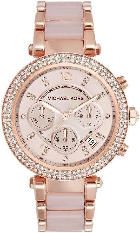 Michael Kors Parker Horloge voor dames, uurwerk chronograaf met roestvrij stalen of lederen band
