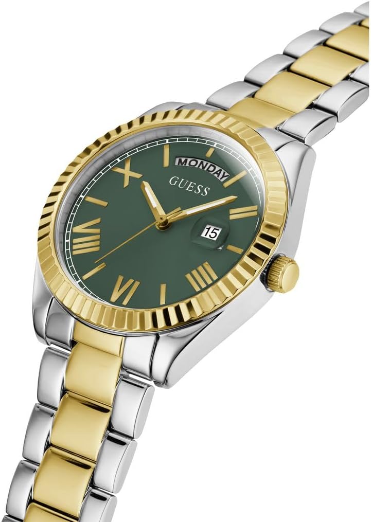 GUESS US Women's Multi-Tone en Groen Analoog Horloge, Twee Tone/Twee Toon/Groen, LUNA