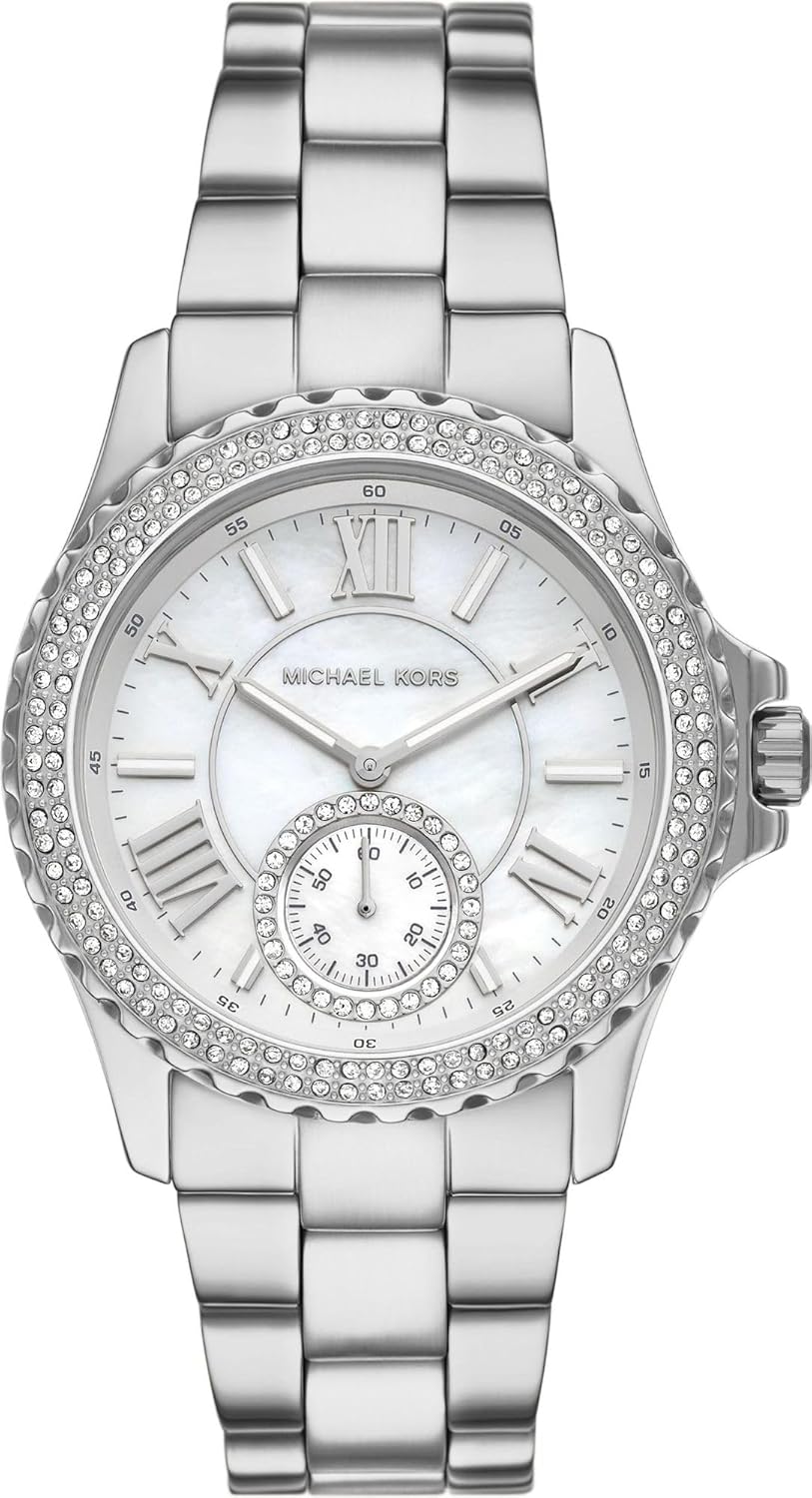 Michael Kors Everest Horloge voor dames, Quartz uurwerk met chronograaf en roestvrij stalen of siliconen band
