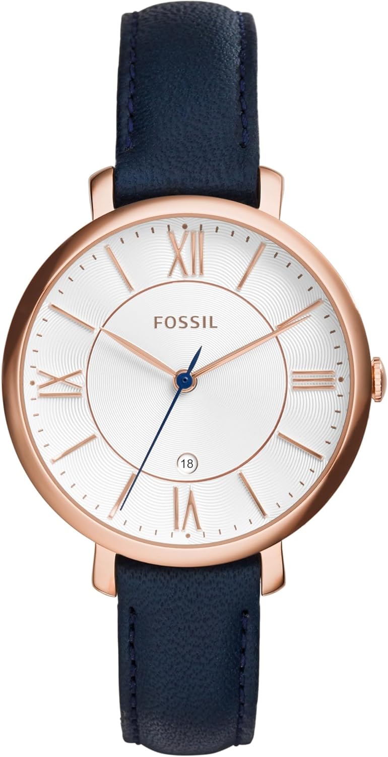 Fossil Jacqueline Watch for Women, Quartz movement with Stainless steel and leather Strap