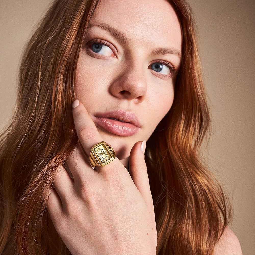 FOSSIL Raquel horloge ring voor dames, Quartz uurwerk met twee handen en roestvrij stalen band