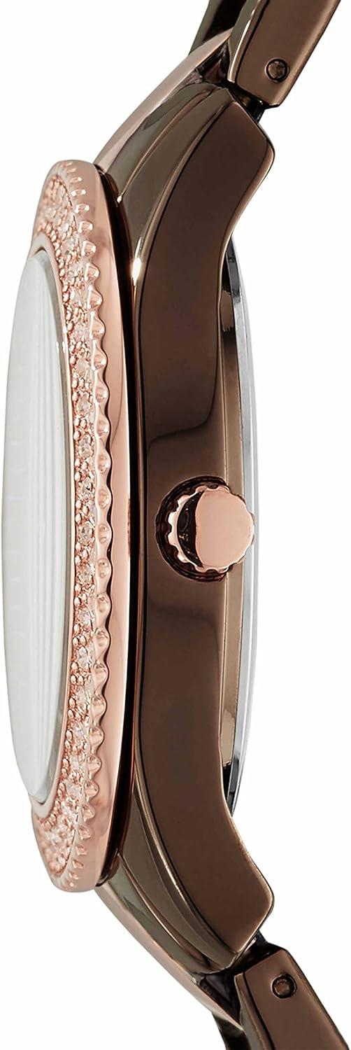 Fossil Vrouwen Analoge Quartz Horloge Met Roestvrij Stalen Band ES4079, Bruin, Quartz Horloge