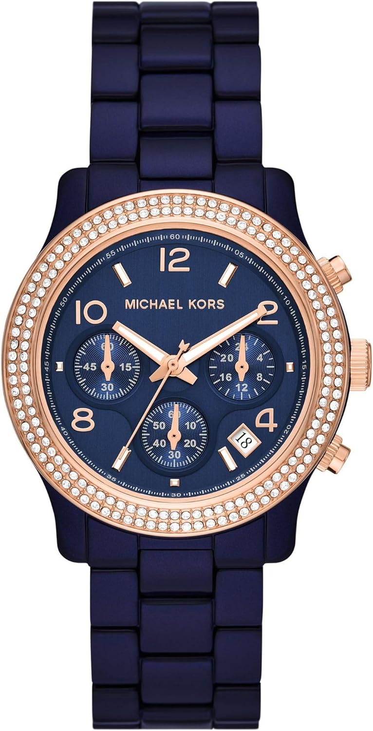 Michael Kors Horloge voor dames Runway, Chronograaf uurwerk, Roestvrij stalen horloge, 38mm kastgrootte